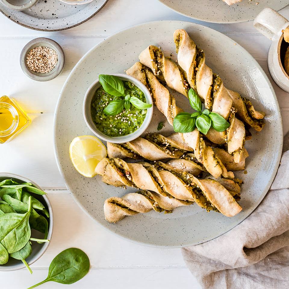 Pizzastangen mit Spinatpesto